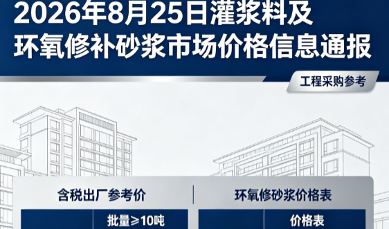 永春2026年8月25日灌浆料及环氧修补砂浆市场价格信息通报